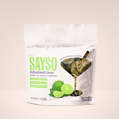 SAYSO dehydrated limes garnish packaging