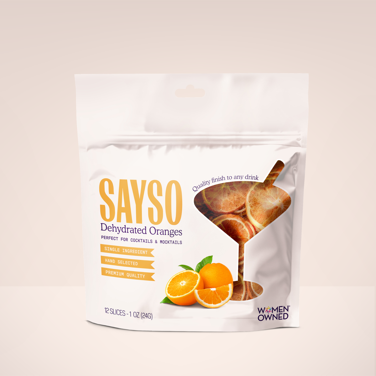 SAYSO dehydrated oranges garnish pacakging